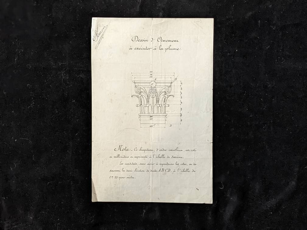 Dessin d'architecture Français Des Années 1880 | de La Capitale Corinthienne Dessinée à Main Dessin 