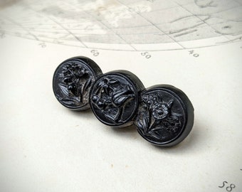 Small antique gutta percha brooch | Victorian mourning jewelry