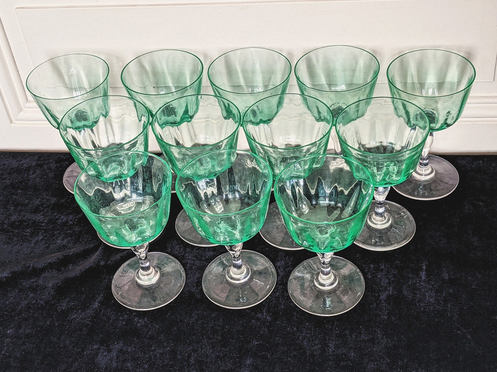 SUPER RARE full set of 37 uranium / depression glass drinking Etsy