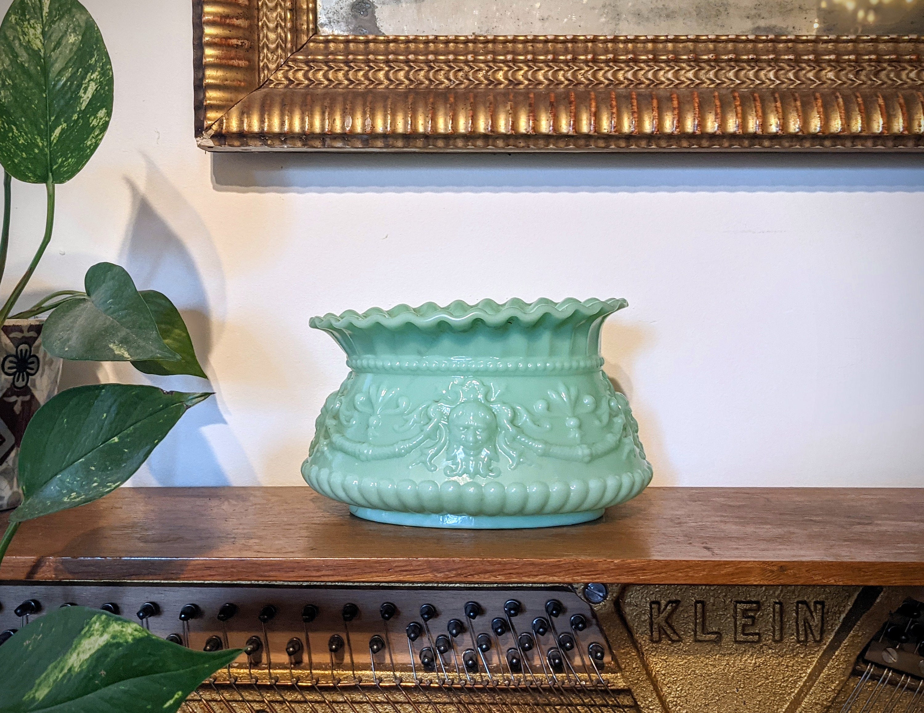 Jardinière Opaline Vert Mer Antique | de Plats Baroques Victoriens Français Vase en Porcelaine Pot F