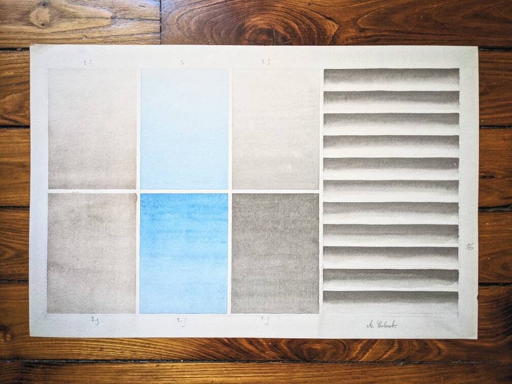 Étude d'aquarelle Pastel Antique Des Années 1910 Français | Esquisse Abstraite Dessinée à La Main De