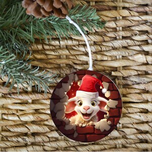 Lamb with Santa Hat Christmas Ornament, christmas tree, ornament, present, sublimation