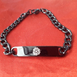 Black DayBracelet with Ornamental Triskel Stainless Steel Schmuck Armband Triskelion Pulsera Gift for Him or Her