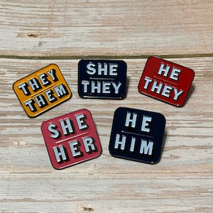 Pronoun Enamel Pins LGBTQ Non Binary Transgender