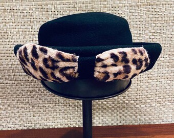Vintage Black Litefelt Wool Hat Gold Studded Steampunk  display picture 1