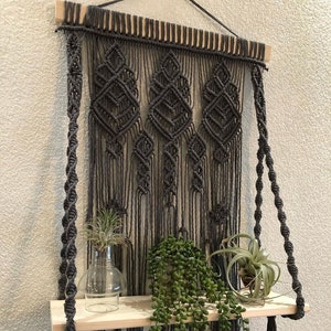 Large Macrame Shelf: Handmade Woven Wall Hanging, Farmhouse Decor
