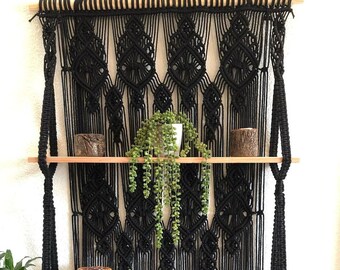 Handmade Macrame Wall Shelf: Boho Farmhouse Decor