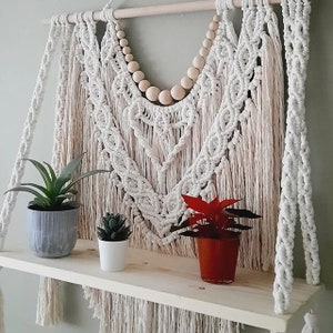 Handmade Macrame Shelf: Boho Wall Hanging Decor