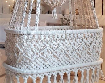 macrame baby cradle