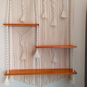 Multideck & Practical Macrame Shelf Hanging Plant Shelves, Macrame Wall Hanging with Shelf, Floating Shelves, Housewarming Gift