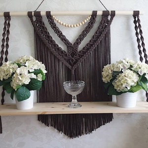 XL Handmade Macrame Shelf: Boho Wall Hanging Decor