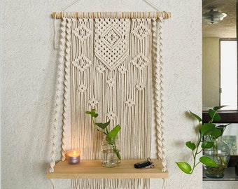 Macrame Shelf, Custom, Macrame Wall Decor, Macrame Wall Hanging, Personalized macrame, farmhouse shelf, Macrame wall hanging,Custom order