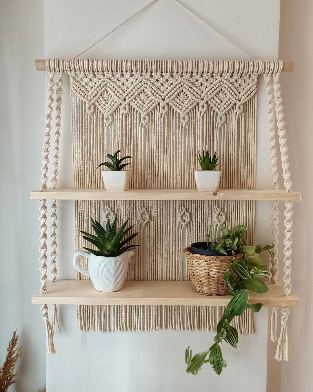 New Tier 2 Macrame Wall Hanging Shelf