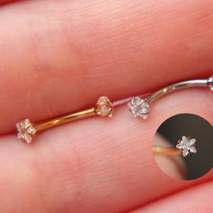 16G Stern Diamant Turm Piercing • Curved Barbell Schmuck
