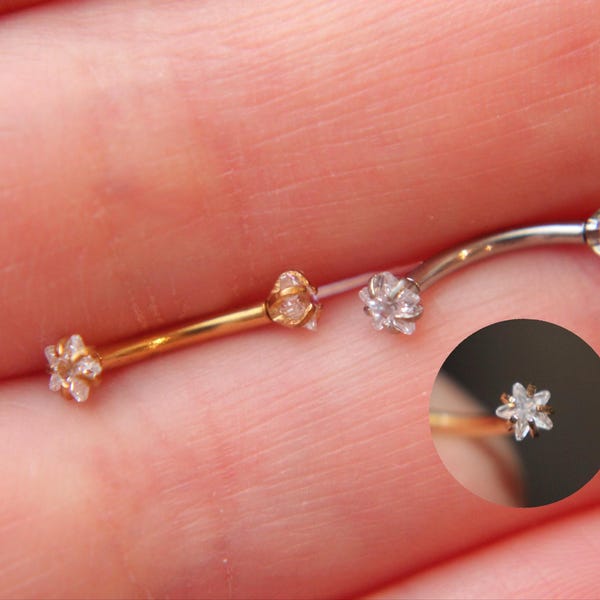 Piercing de diamante en forma de estrella de 16 g • Joyería de barra curva