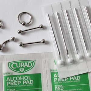 15pc 14g Piercing Kit for septum, belly button, eyebrow, conch, and more!