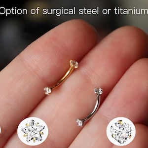 16G Diamond Rook Piercing• rook piercing• diamond curved bar• titanium• curved barbell• gold rook piercing• rook jewelry• rook earring