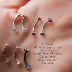 16G Diamond Rook Piercing• rook piercing• diamond curved bar• titanium• curved barbell• gold rook piercing• rook jewelry• rook earring
