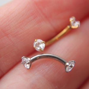 Piercing de torre con diamante de 16 g • Joyería con barra curva imagen 2