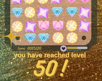 50er / 60er Geburtstagskarte für Erwachsene, Candy Crush süchtig, Geeky Geburtstagskarte, Gamer 50., Telefonspiel