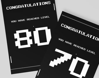 Retro Videospiel 70er oder 80er Geburtstagskarte für Geeky Erwachsene, Gamer Geburtstag, Pong