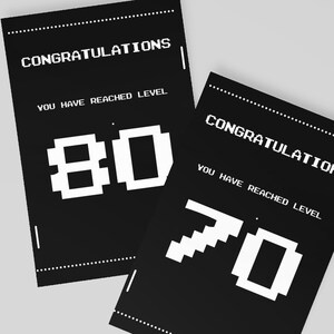 Carte d’anniversaire de jeu vidéo rétro de 70 ou 80e anniversaire pour adultes geeks, anniversaire de joueur, pong