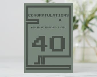 Retro 30./40.Geburtstagskarte für Geeky Erwachsene, Geeky Geburtstag, Gamer 40., Schlangenspiel
