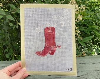 Cowgirl Boots Needlepoint Canvas