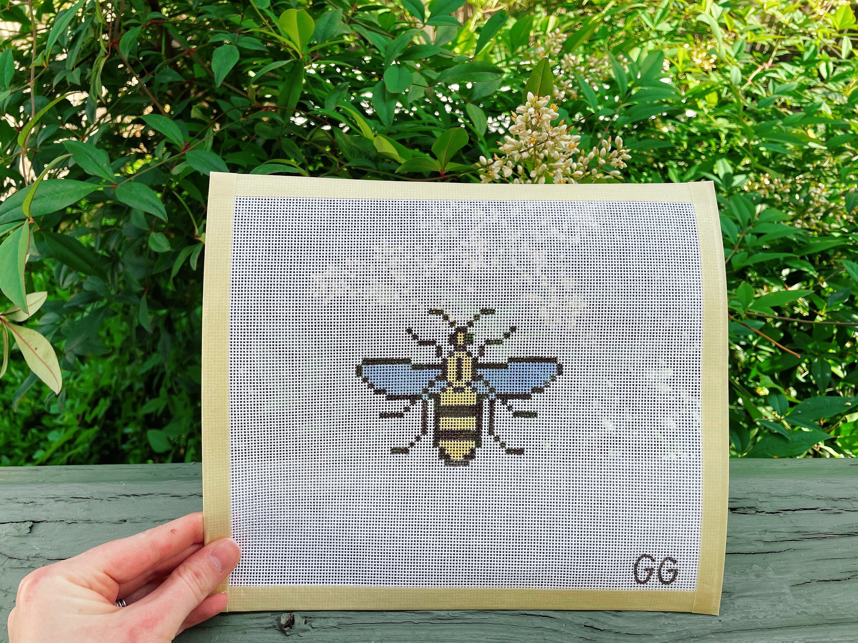 Canvas ~ Bumble Bee Stripes 3 Sq. handpainted Needlepoint Canvas Need –  Needlepoint by Wildflowers