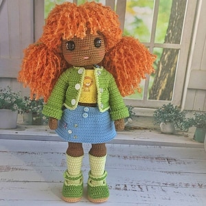 Big african american doll, african doll, crochet black doll, doll with natural hair, dark skin doll, black doll in summer dress, red doll