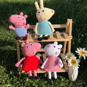 Peppa pig toys, George pig toy, Suzy Sheep goy, Rebecca Rabbit toy, crochet peppa pig friends, stuffed Peppa toy, Peppa pig plush soft toys