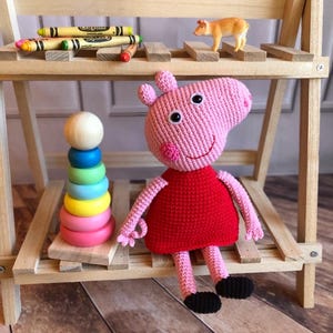 Peppa pig finished toy, peppa pig crochet doll, stuffed peppa, amigurumi pig toy, big peppa toy, plush pig toy, stuffed piggy toy , pig doll