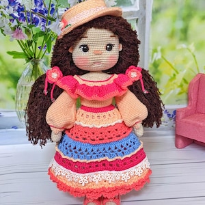 Crochet Carnaval Doll: Handmade Toy with Removable Clothes