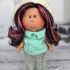 Winter outfit with shoes for little Mia, 23 cm Nines d'Onil doll clothes, white and blue  Mia doll costume, Christmas outfit for Mia doll