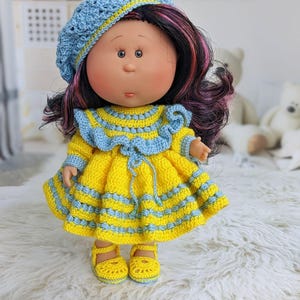 Yellow dress for Nines d&#39;Onil little Mia, Nines d&#39;Onil doll clothes, spring outfit for nines donil mia, lovely dress for doll, set for doll