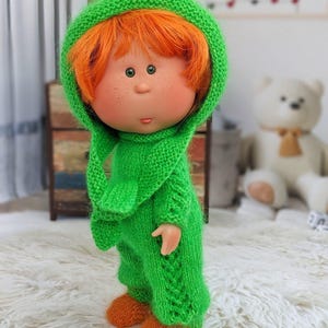 Green outfit for 23cm Nines d'Onil Mia Doll, boy Mia doll suit, green overalls for Mia doll, Mia doll costume, green autumn set for Mia