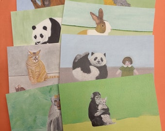 8 Cartes d'invitation pour enfants - 8 illustrations différentes - animaux - anniversaire ou autre évènement - décoration chambre d'enfant