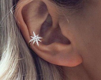 Women/'s Chain ear cuff Cz Chains earcuff No piercing unique 925 Sterling silver earring,14k gold fake earrings allergy free Ear wrap