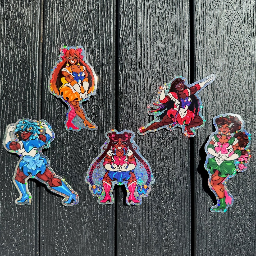 Magical Girl Sticker Set: Glitter Vinyl Decals - Anime Inspired Warrior ...