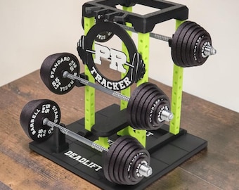 PR Tracker Weightlifting Barbell Rack Display – Gym Decor, Fitness Gift