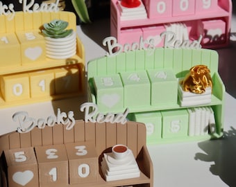 Mini Bookshelf Book Counter | Coffee, Dragon, Book, Cat Kawaii Decor