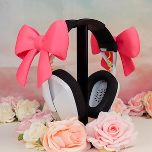 Pair of Bows Headphone Attachment | Kawaii Headset Accessory | Otaku Gamer Streamer Gift | Cute Oversized Coquette Bow