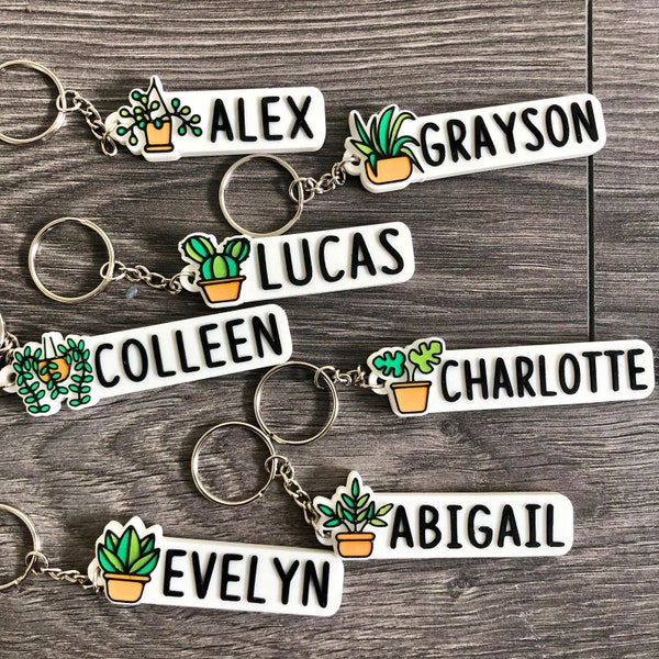 House Plant Custom Keychain | Personalized Name Keychain | Plant Lover Gift | Personalized gift under 15 | Plant Stocking Stuffer