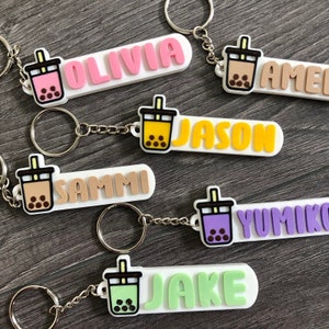 Boba Custom Keychain | Personalized Name Keychain | Bubble Tea Lover Gift | Personalized gift under 15 | Boba Drink Stocking Stuffer