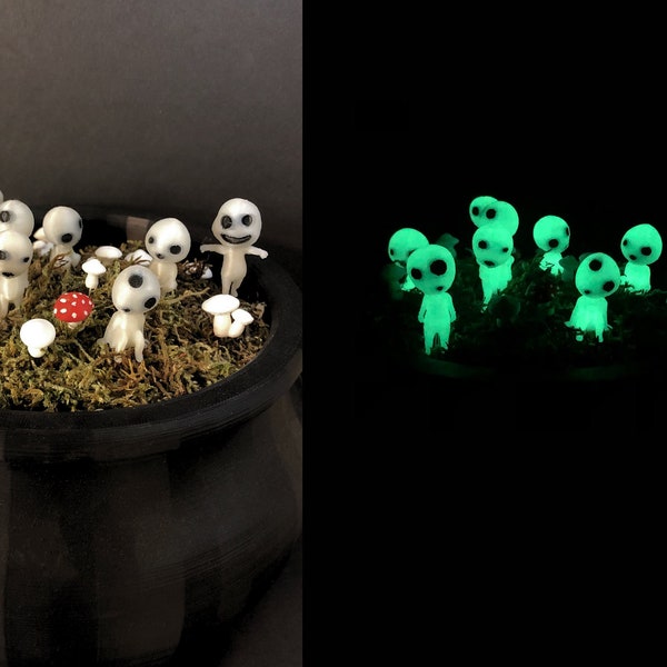 Tree Spirits Glow in the Dark Plant Stakes | Spirit of the Forest Kodama | House Plant and Terrarium Decoration