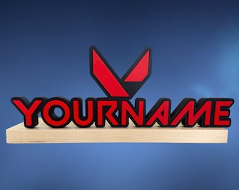 Valorant Namensschild | Personalisiert | Gamer Geschenk | 3D gedrucktes Namensschild - Luftschlangengeschenk