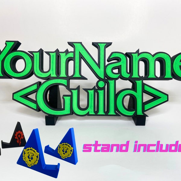 Placa de identificación personalizada de World of Warcraft / WoW / Wow Guild / Gamer Gift / Stand incluido - ¡Envío gratis!