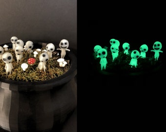 Tree Spirits Glow in the Dark Plant Stakes | Spirit of the Forest Kodama | House Plant and Terrarium Decoration