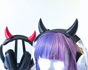 Little Demon Horn Kopfhörer Befestigung | Streamer Kopfhörer Zubehör | Teufelshorn Hörnrequisiten | Kopfhörer-Enhancer