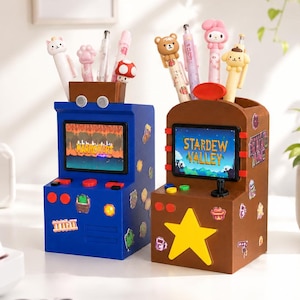 Stardew Valley Pen Holder | Junimo Kart & Prairie King Arcade Decor | Cute Gamer Desk Organizer | Stardew Fan Gift